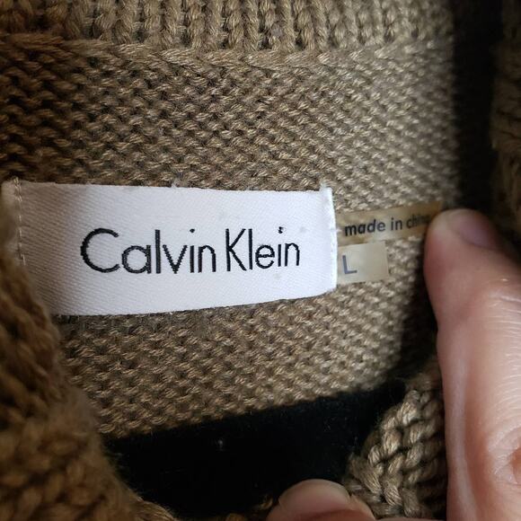 Calvin Klein| Olive Green Knit Turtle Neck Sweater Dress - Picture 4 of 7